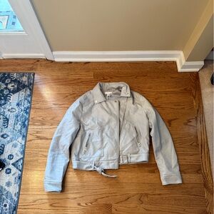 Topshop Light Gray Leather Jacket
